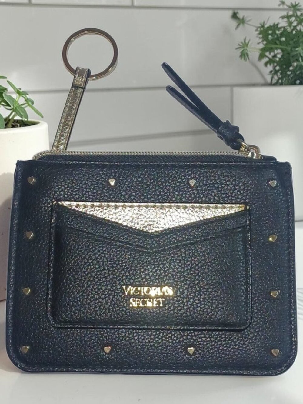 Victoria’s Secret Black & Gold Card Holder Wallet / Wristlet